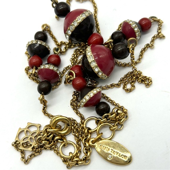 Ann Taylor Jewelry - Ann Taylor Burgundy and Black Beaded Necklace
